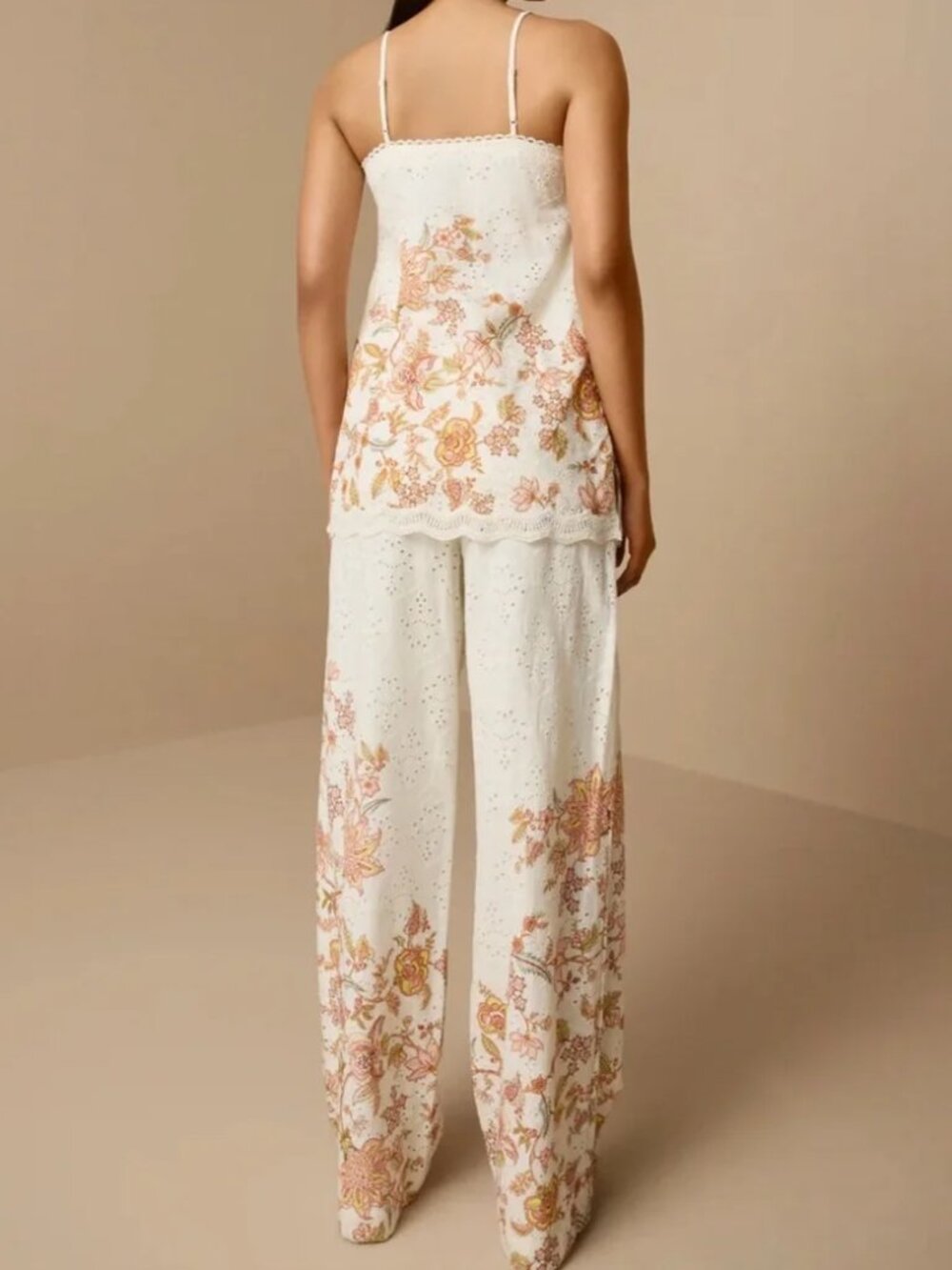 NWT Floral Embroidered Wide-Leg Pants & Cami Set - Large - Picture 2 of 3